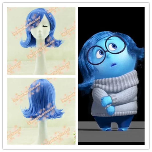 Inside Out Sadness Blue Synthetic Wig Accessory