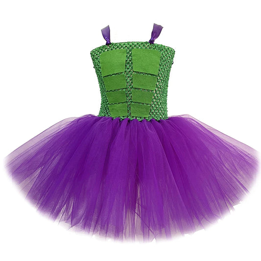 Hulk Tutu Dress Costume Kids Purple Green