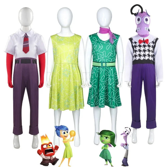 Inside Out Happy Emotions, Joy, Disgust, Anger, Fear, Costume kids