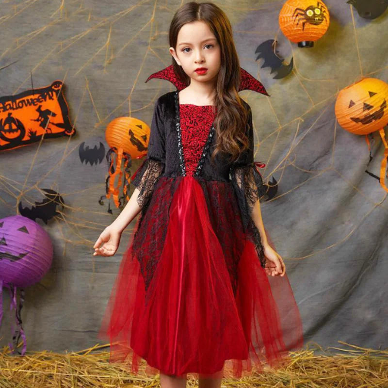 Villain Evil Queen Gothic Devil Vampire Bride Costume Kids