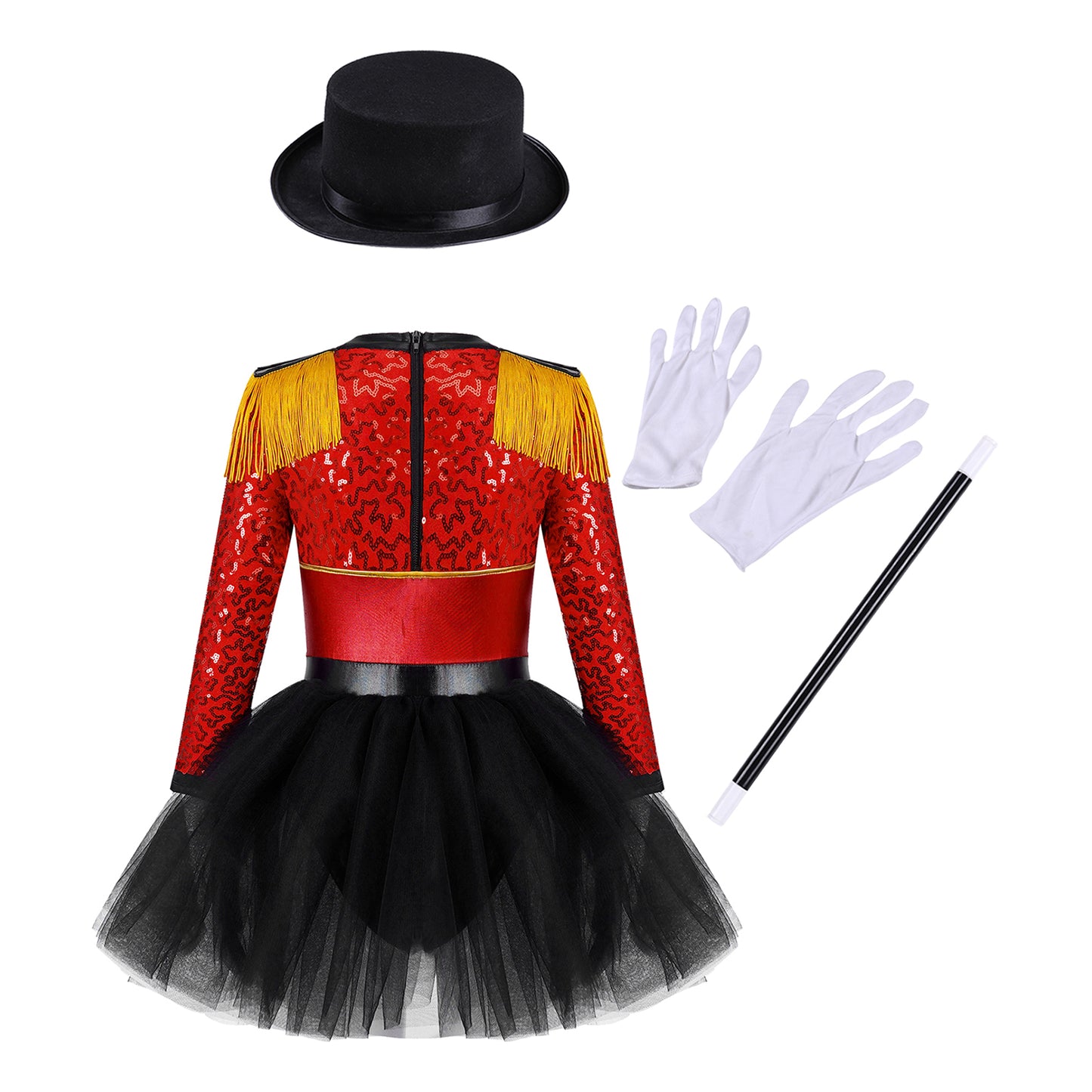 Ringmaster Circus Magician Costumes Sequen Kids