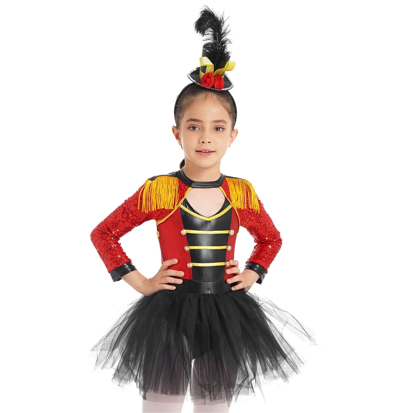 Ringmaster Circus Magician Costumes Sequen Kids