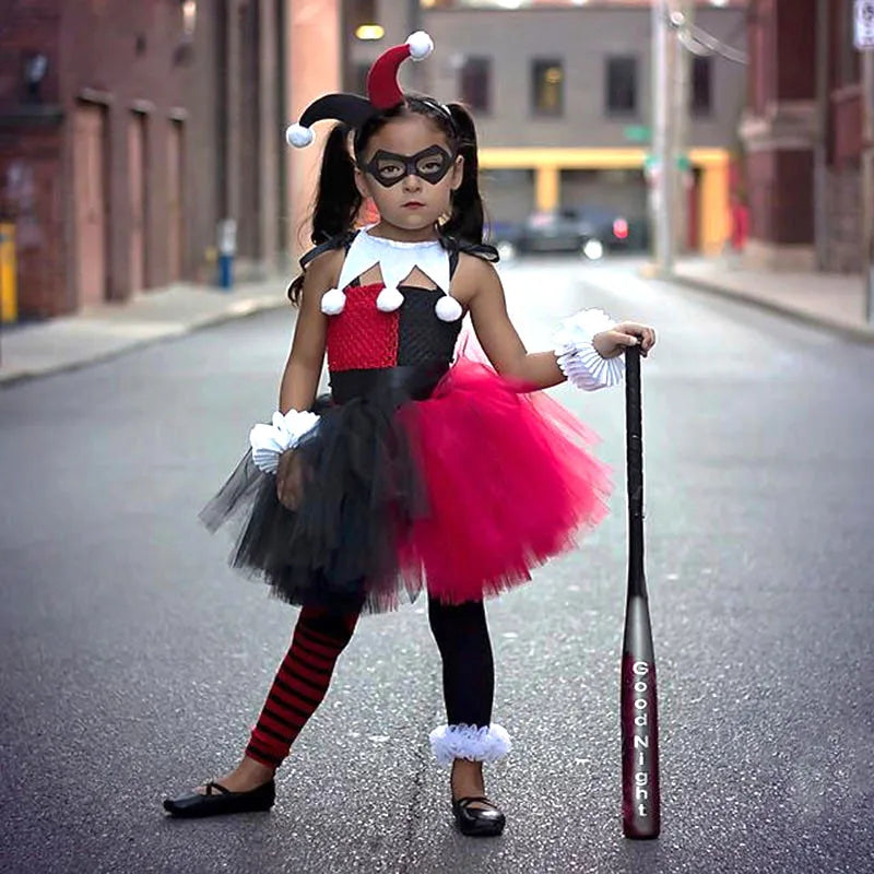 Superhero Villain Girls Costume Tutu Kids  Pennywise Clown Jester BatGirl Ms. Marvel SuperGirl Zombie Wonder Woman