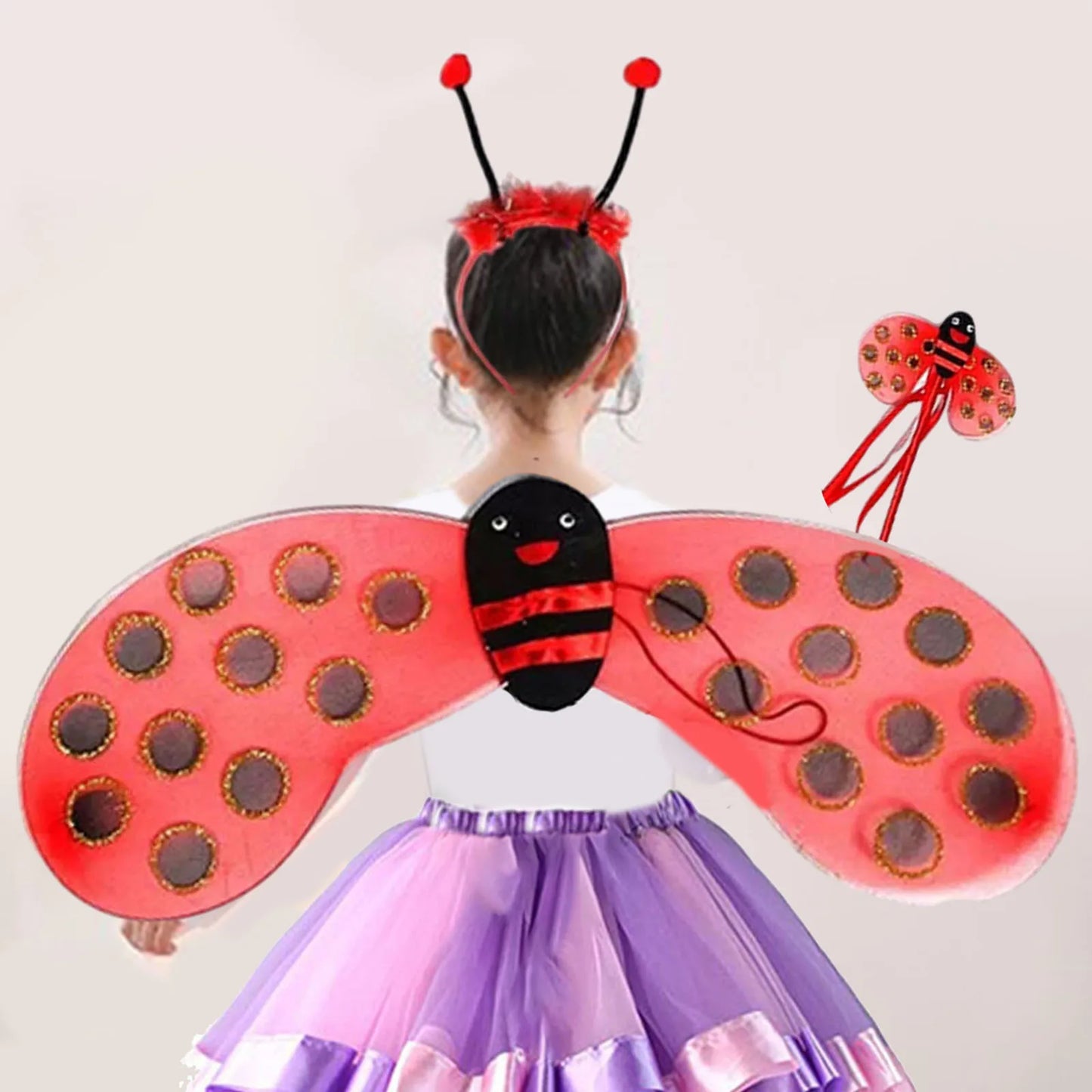 Bumble Bee Lady Bug Costume Kids Fairy Wings