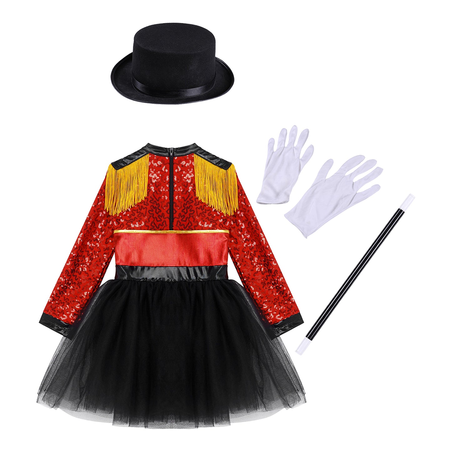 Ringmaster Circus Magician Costumes Sequen Kids