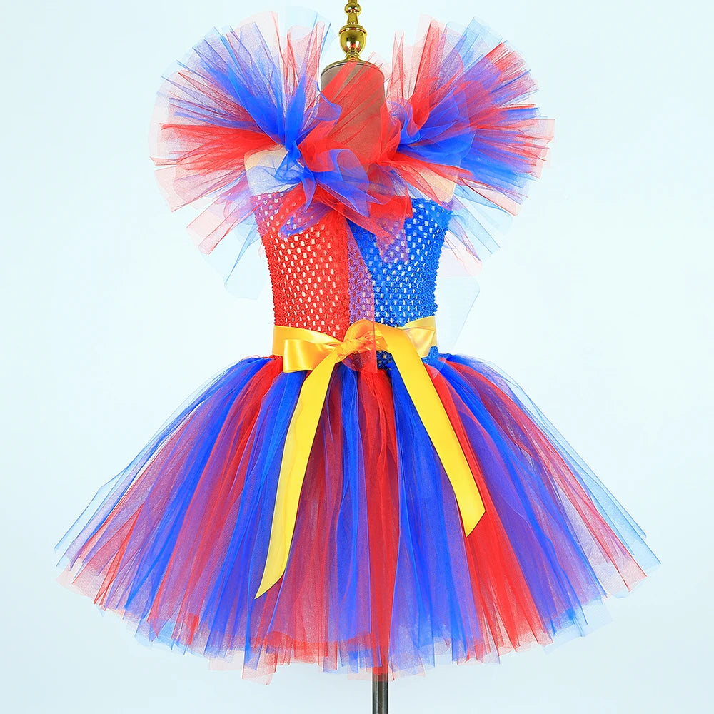 Clown Costume Tutu Dress Circus Kids Pomni