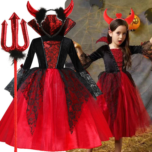 Villain Evil Queen Gothic Devil Vampire Bride Costume Kids