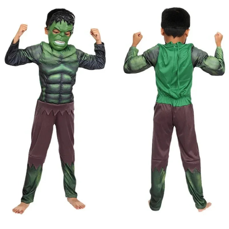 Hulk Muscle Costume Superhero Mask Fist Plush Gloves Kids