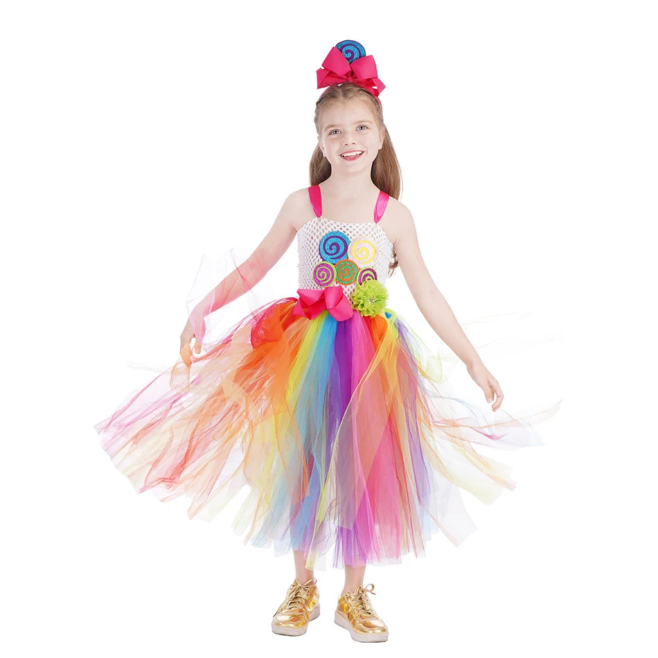 Princess Candy Dress CandyLand lollipop Costume Kids Tutu