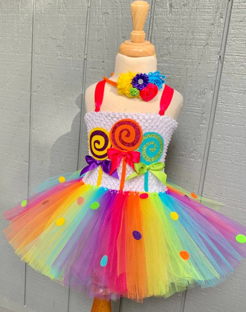 Rainbow Candy Candyland Tutu Lollipop Costume Kids