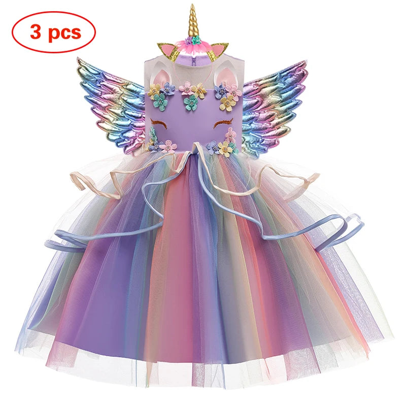 Unicorn Tutu Costume Pastel Rainbow Princess Kids