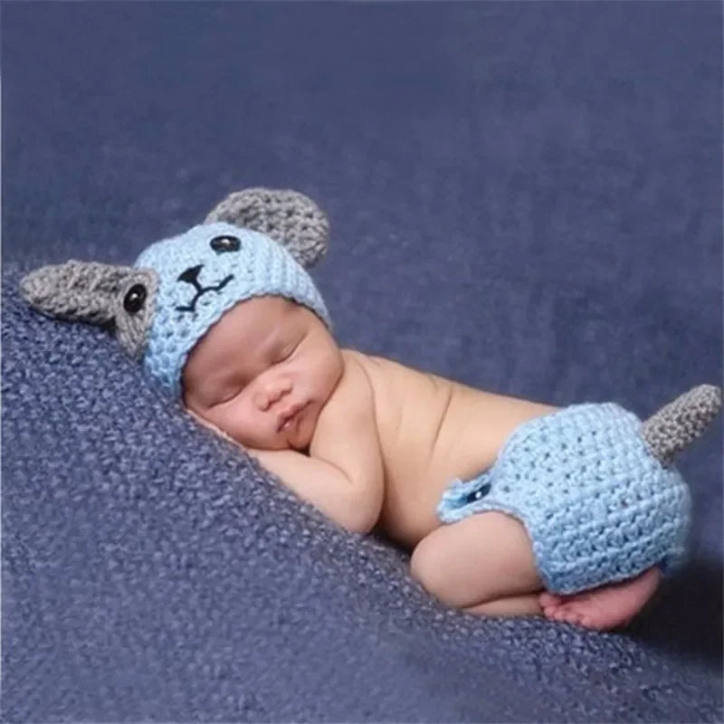 Newborn Costume Crochet Kids Infant Animals Dino Ogre Bunny Lion Bee Snail Fox