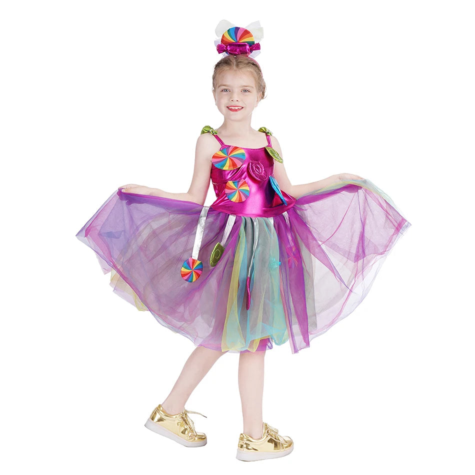 Princess Candy Dress CandyLand lollipop Costume Kids Tutu