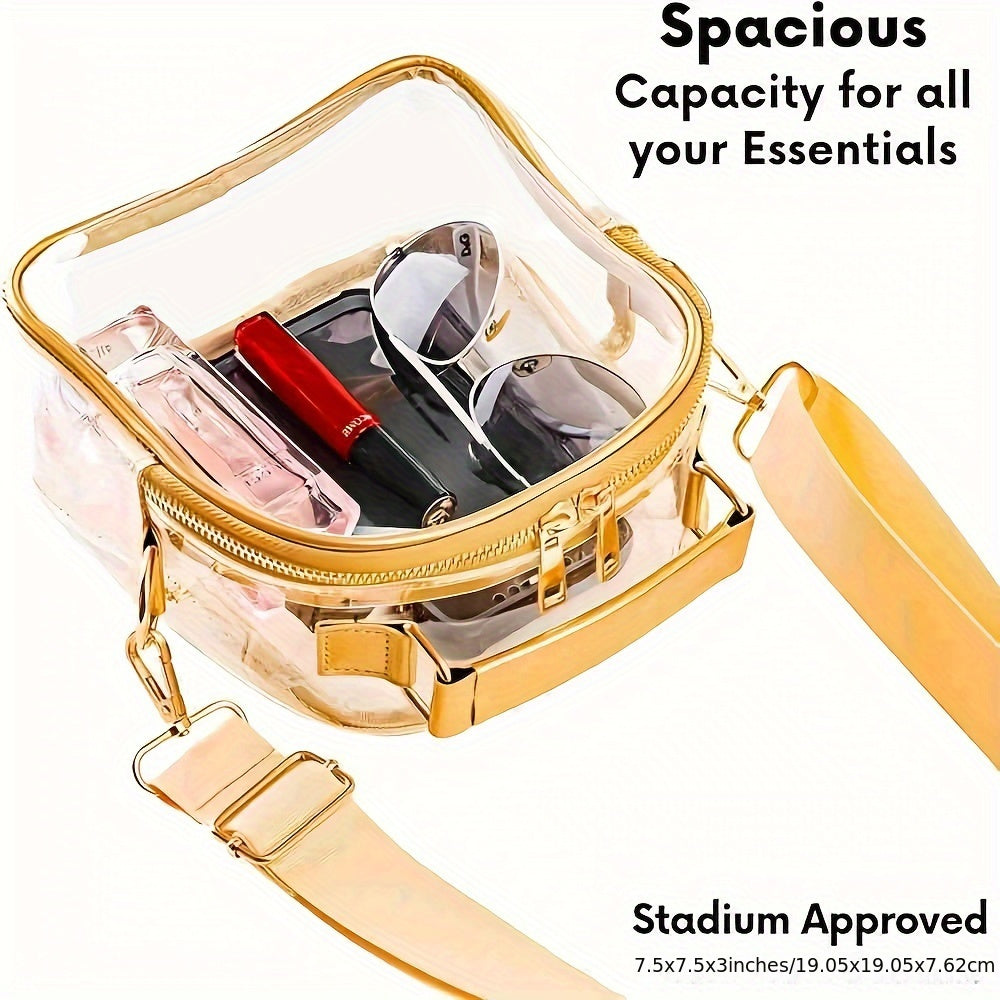 Clear Stadium Purse Bag Gold Trim