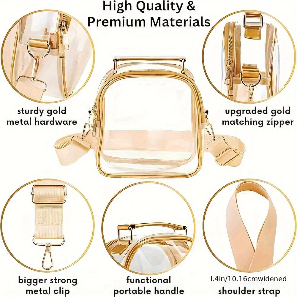 Clear Stadium Purse Bag Gold Trim