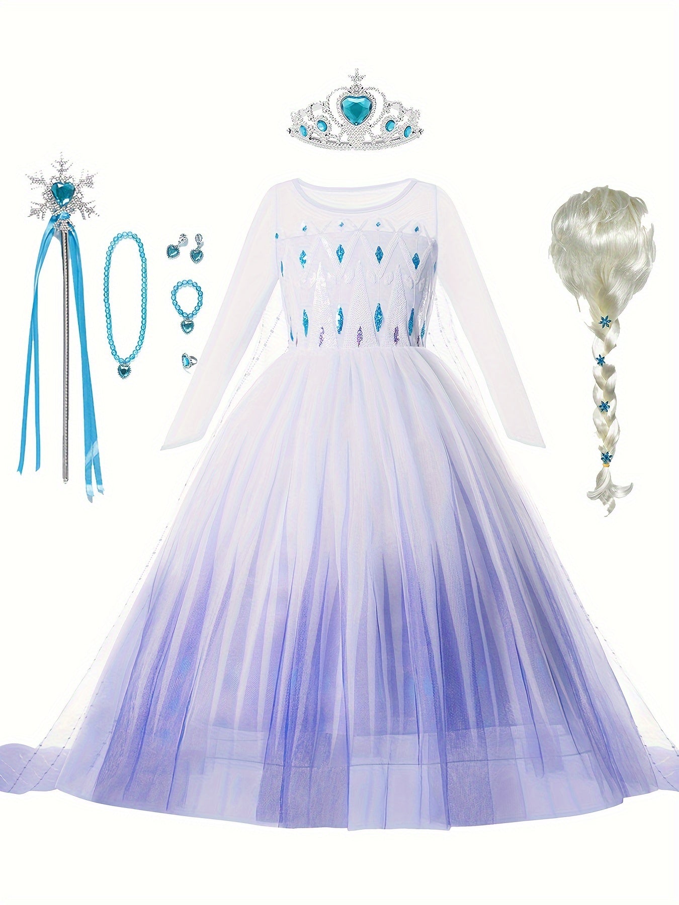 Princess Elsa Snow Queen Dress Costume Kids Beautiful