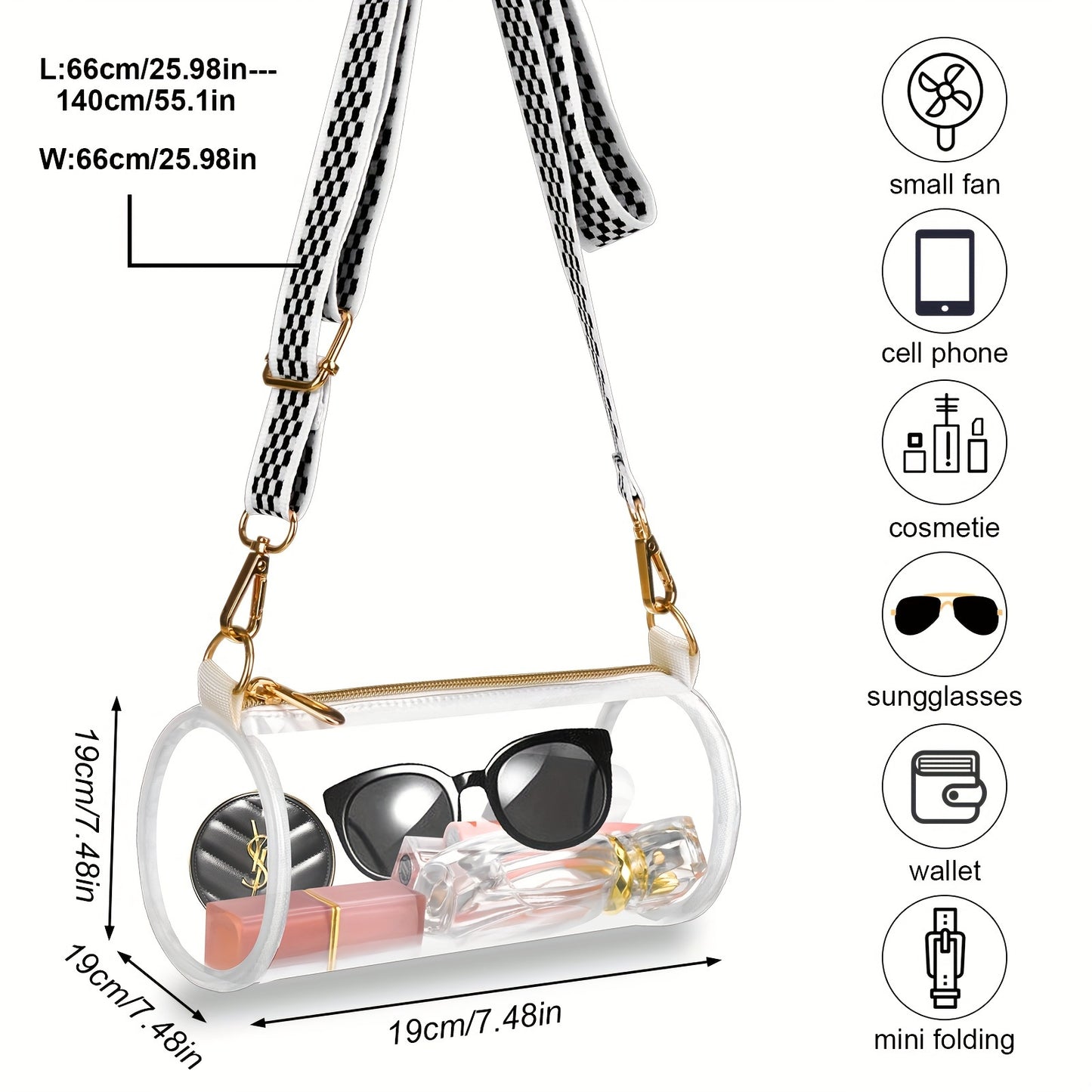 Clear Crossbody Stadium Bag With Adjustable Shoulder Strap