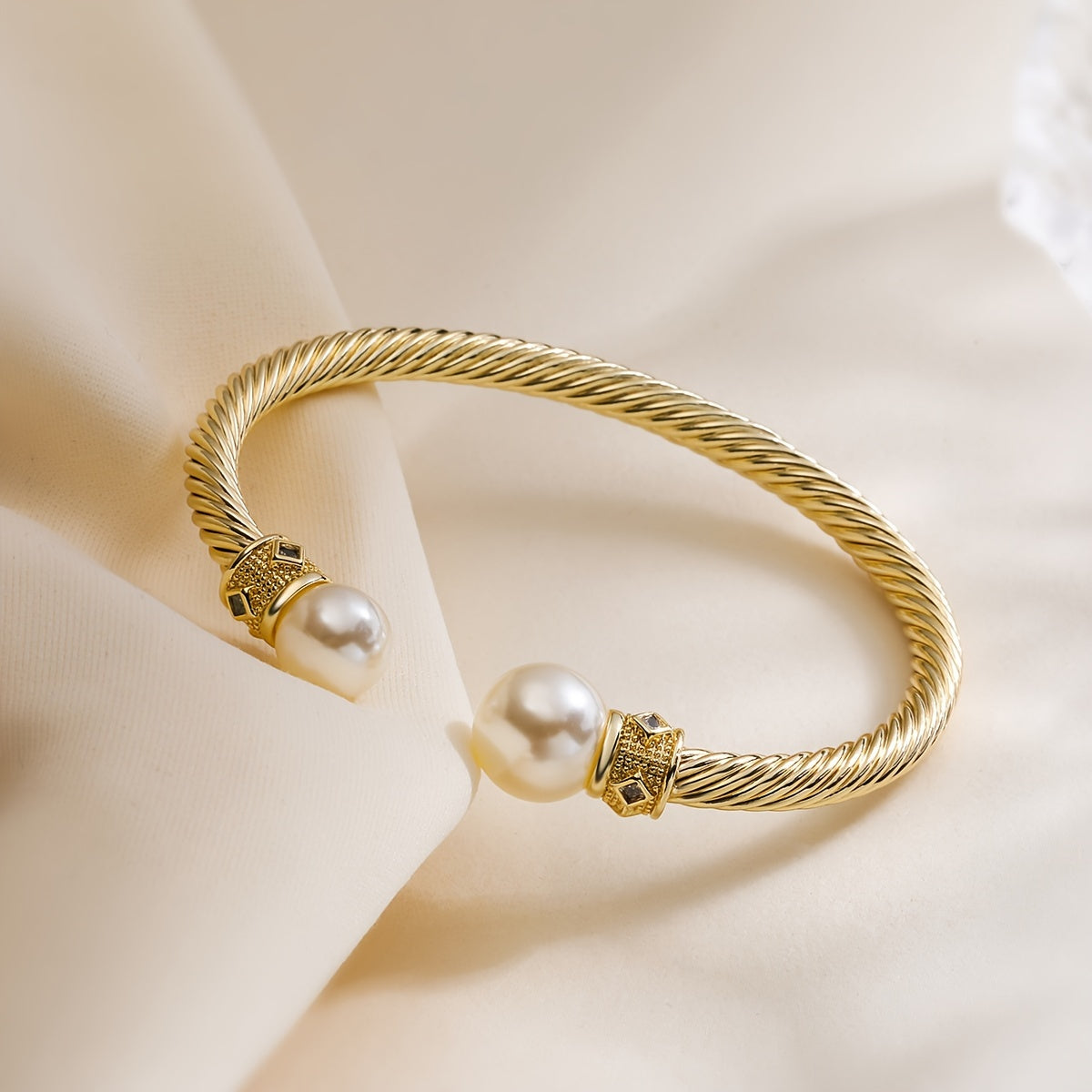 14K Golden Plated Inspired Cuff Bracelet Cable Twist