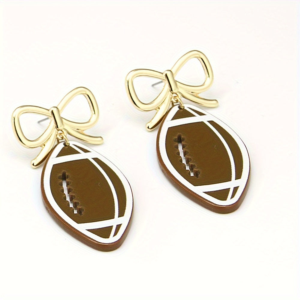 Classic Vintage Football Bow Tie Earrings Super cute