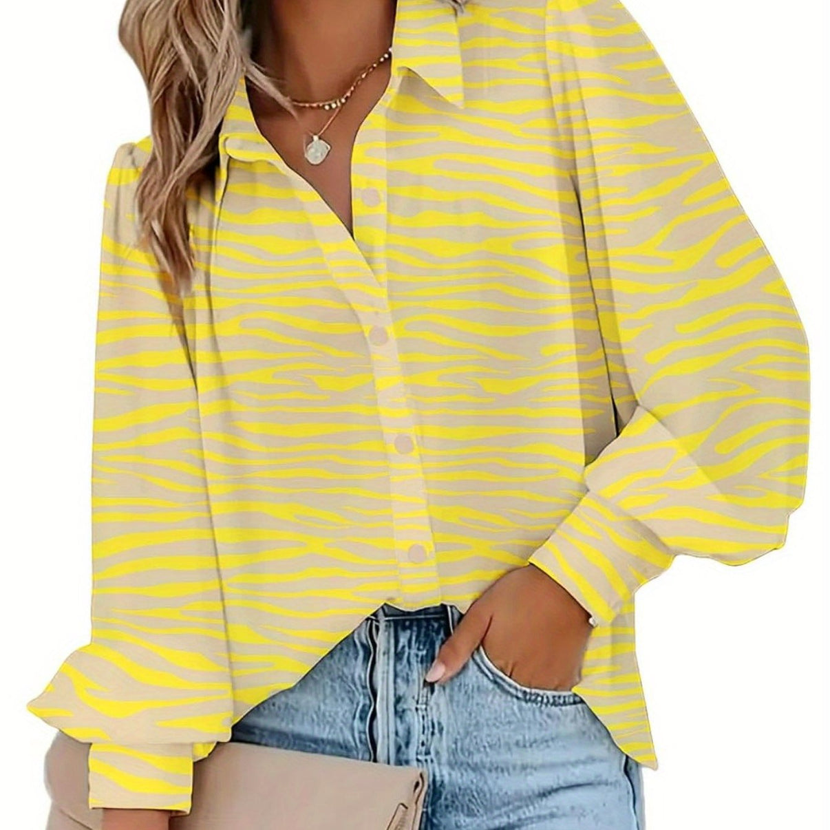 3020326 Yellow Striped Lace Blouse