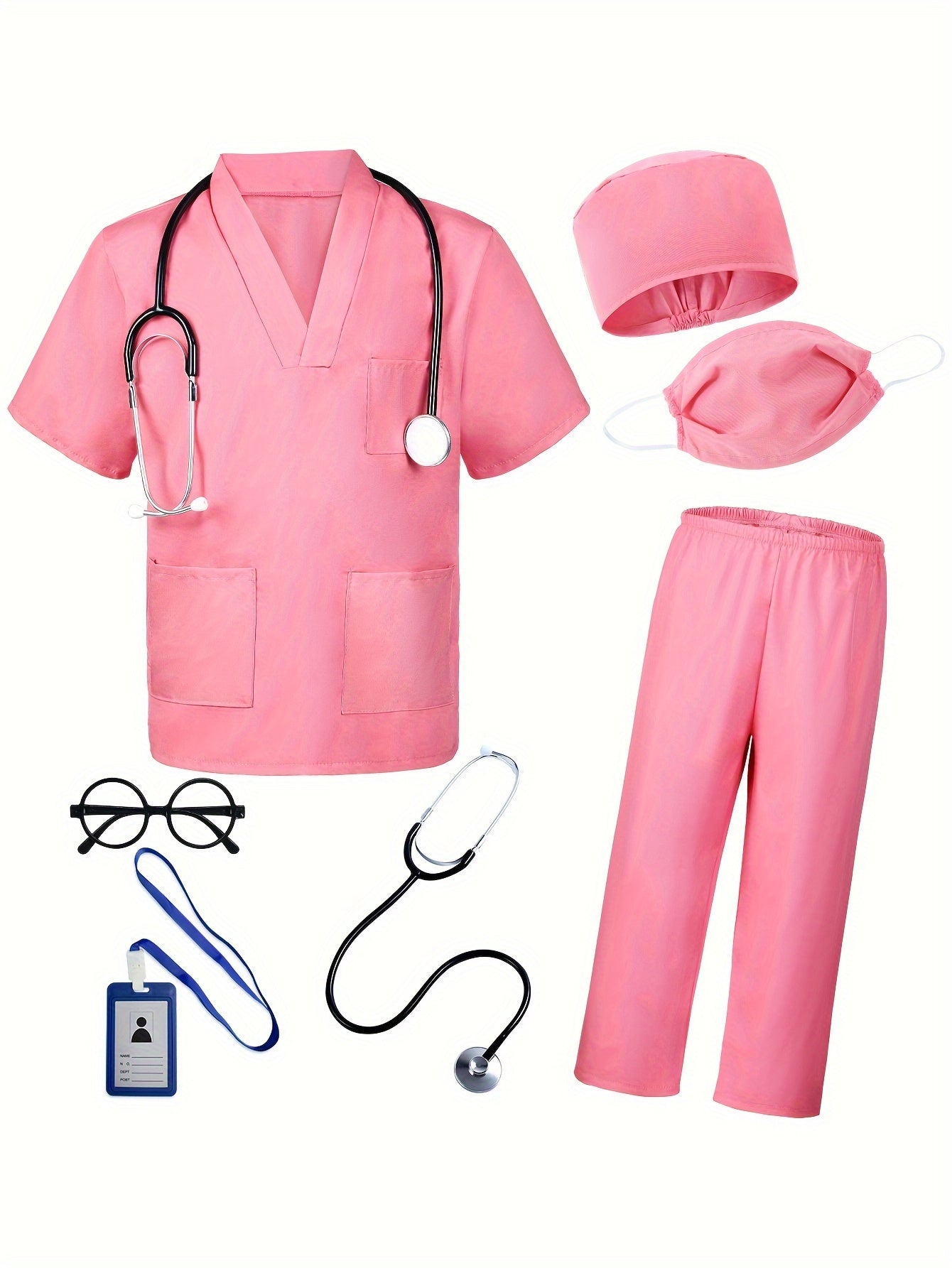 Doctor Nurse Costume Green Pink kids