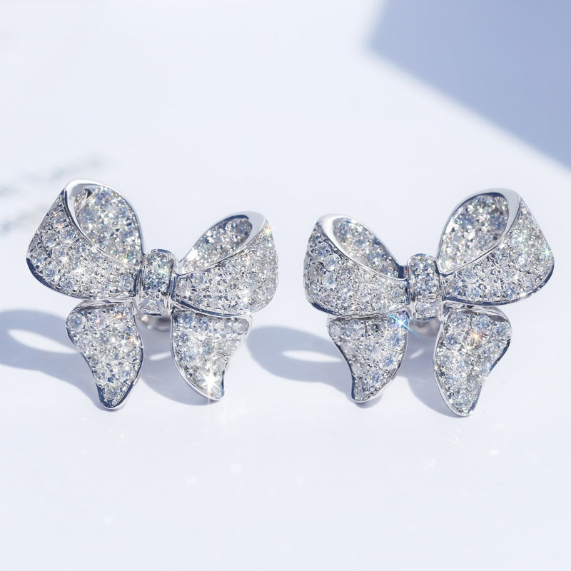 Bow knot Shape Stud Earrings zirconia