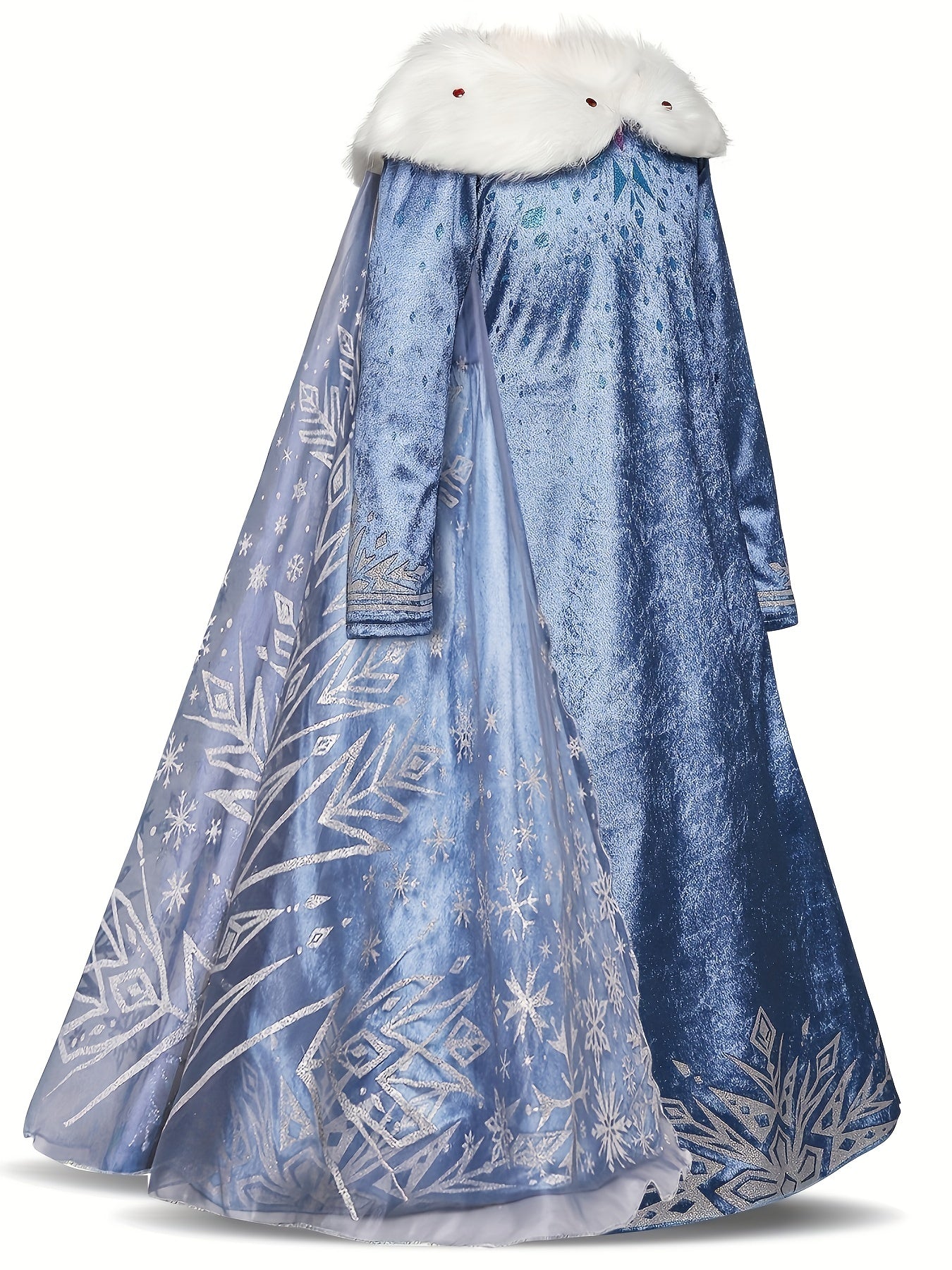 Princess Solid Color Dress Elegant Queen Elsa Costume Kids