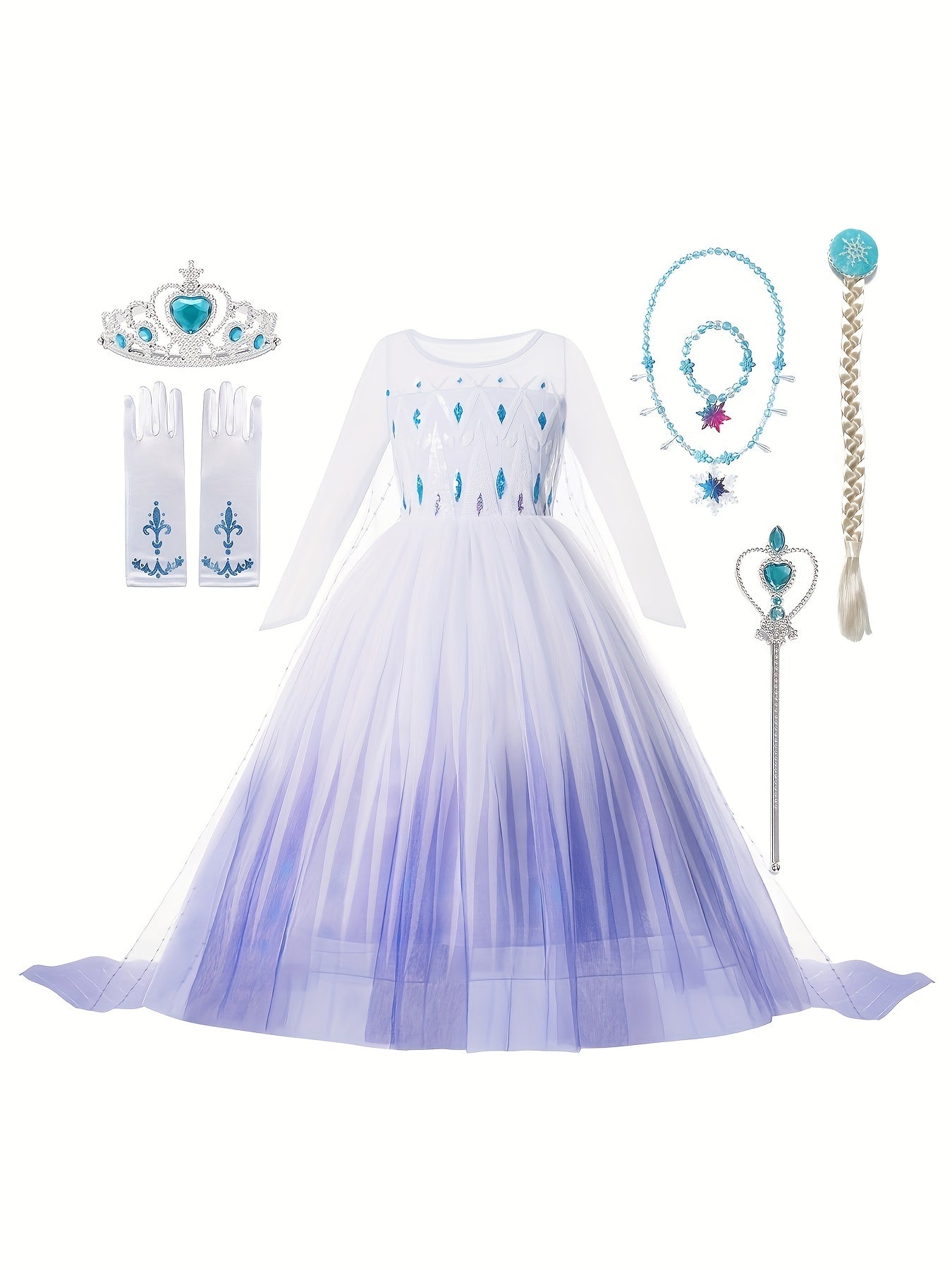 Princess Elsa Snow Queen Dress Costume Kids Beautiful