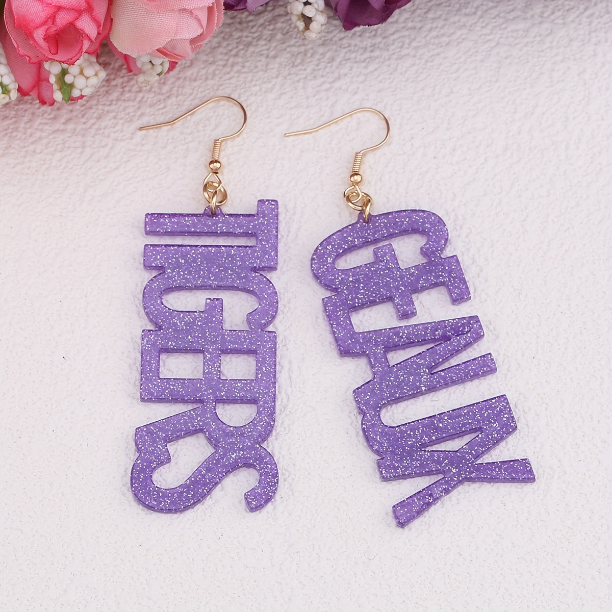 Geaux Tigers Glitter Drop Earrings