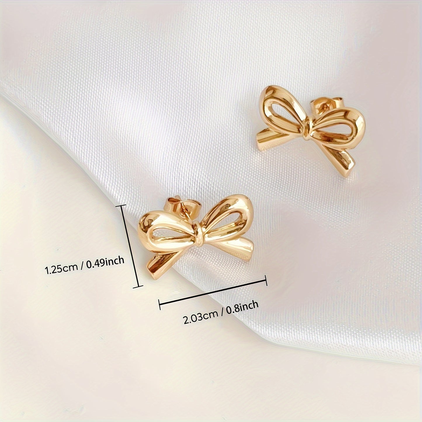 18K Gold-Plated Stainless Steel Bow Stud Earrings Hypoallergenic