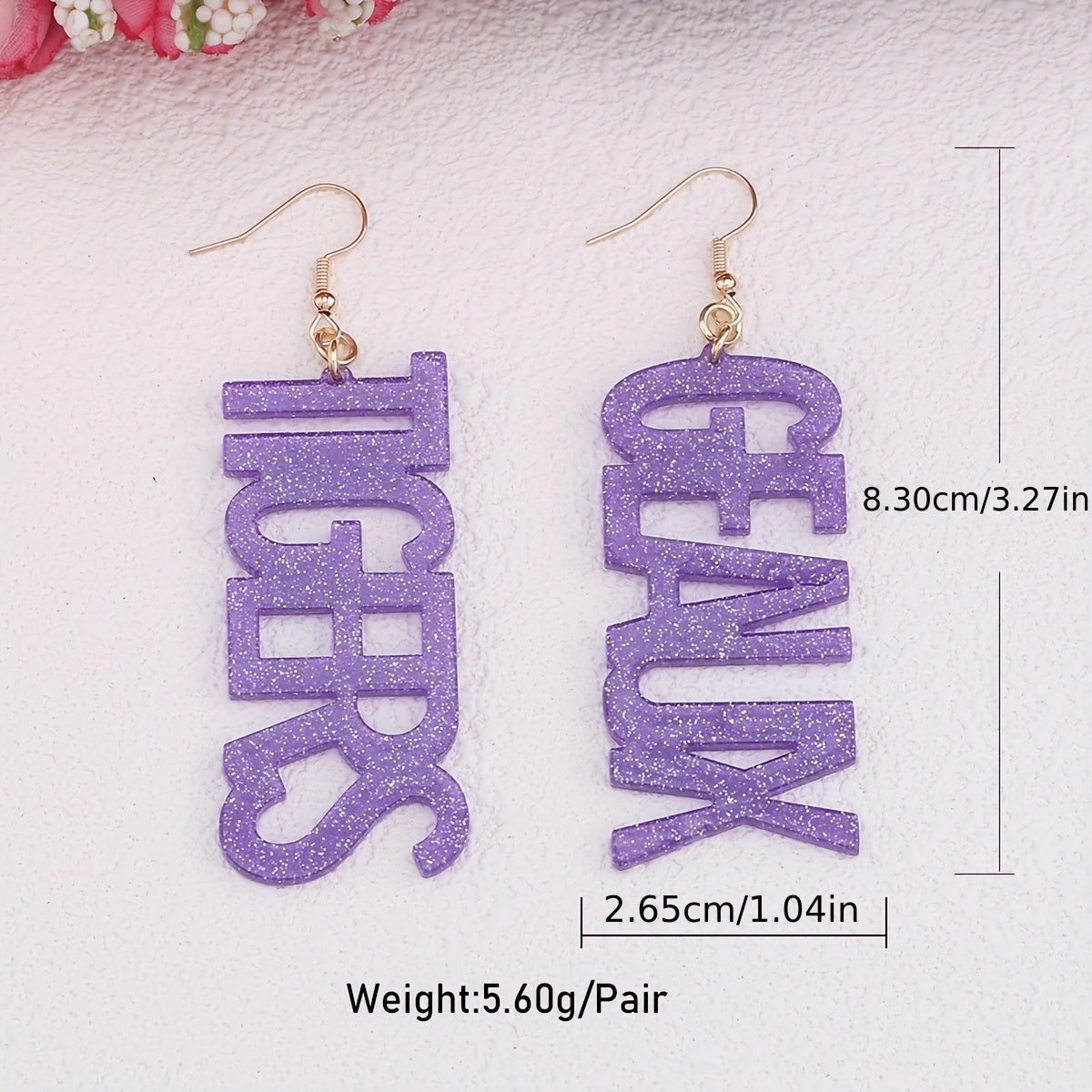 Geaux Tigers Glitter Drop Earrings