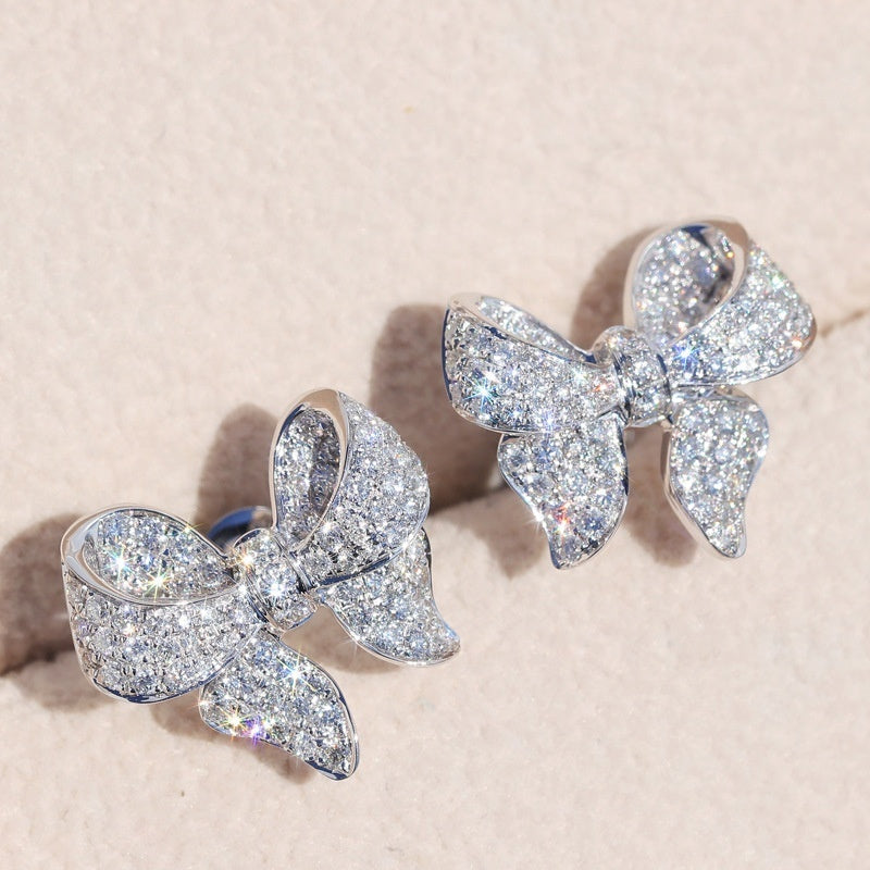 Bow knot Shape Stud Earrings zirconia